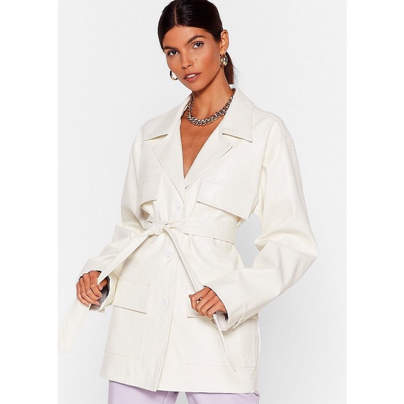 Nasty Gal Jackets & Blazers - Nasty Gal Take Cover Faux Leather Belted Jacket